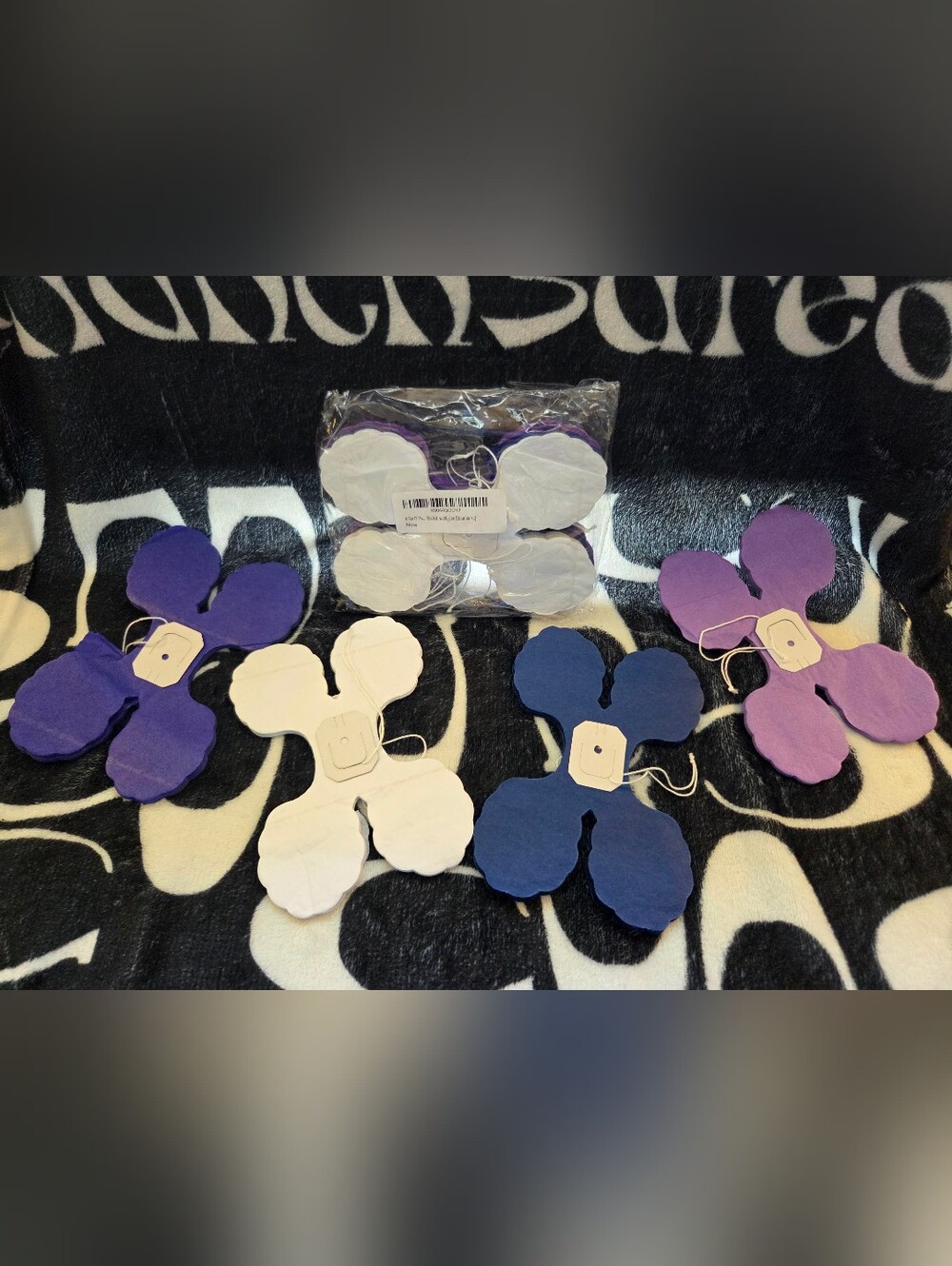 9-Pack Purple Theme Four Leaf Clover Tissue Paper Flower Garlands, NWT